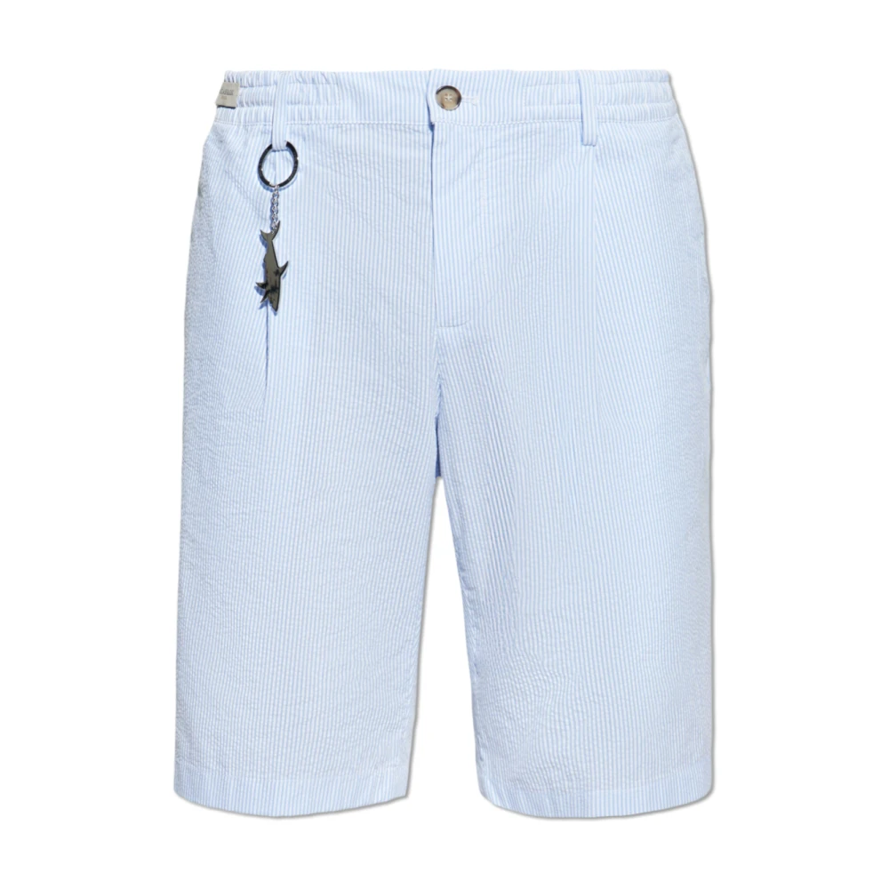 Paul & Shark Men's Blue Casual Shorts, M, Seersucker Cotton Bermuda Shorts