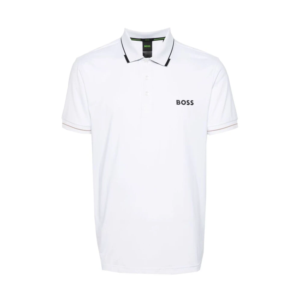 Hugo Boss Witte Polo Sweater met Logo Print White Heren