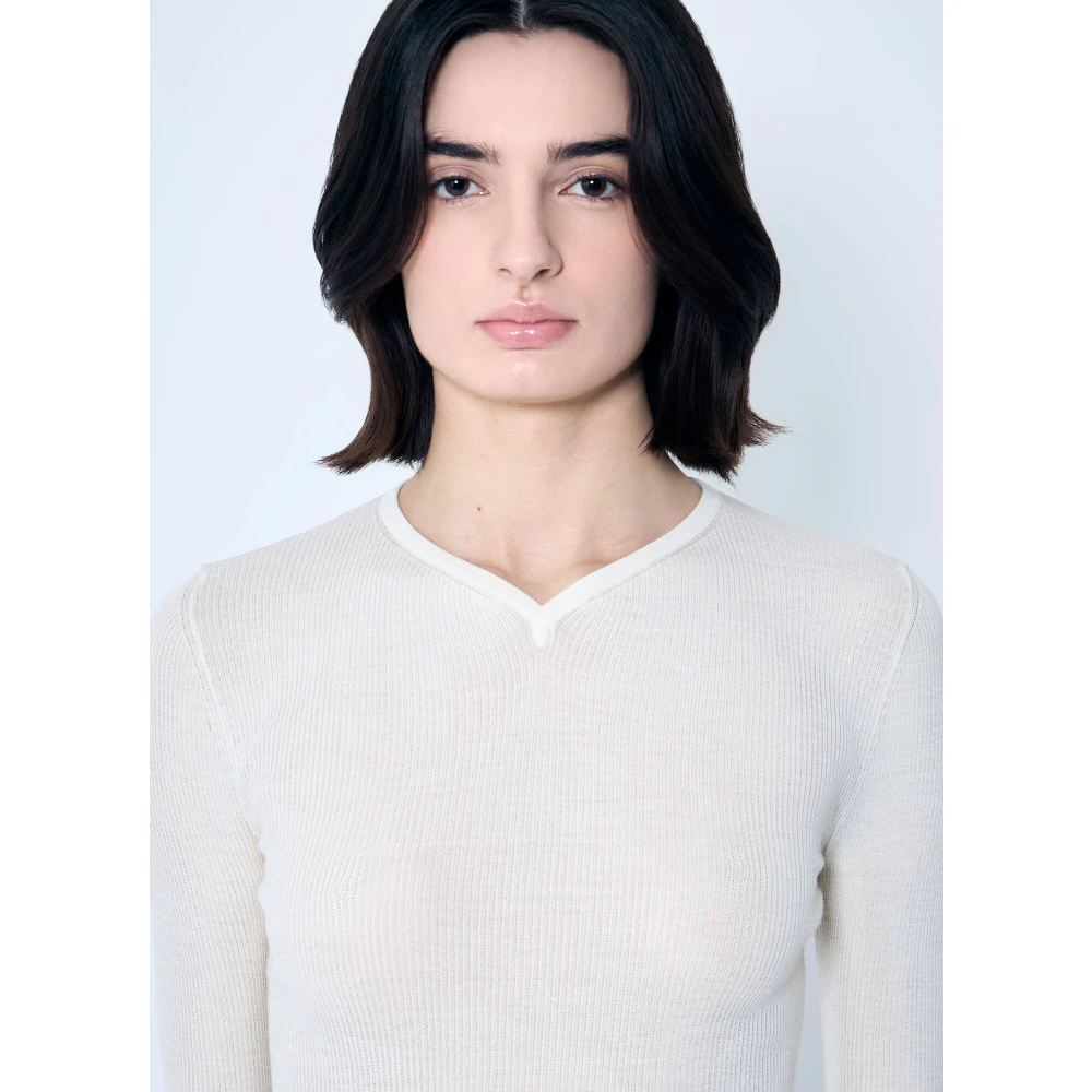 Khaite Merino V-hals Gebreide Top White Dames