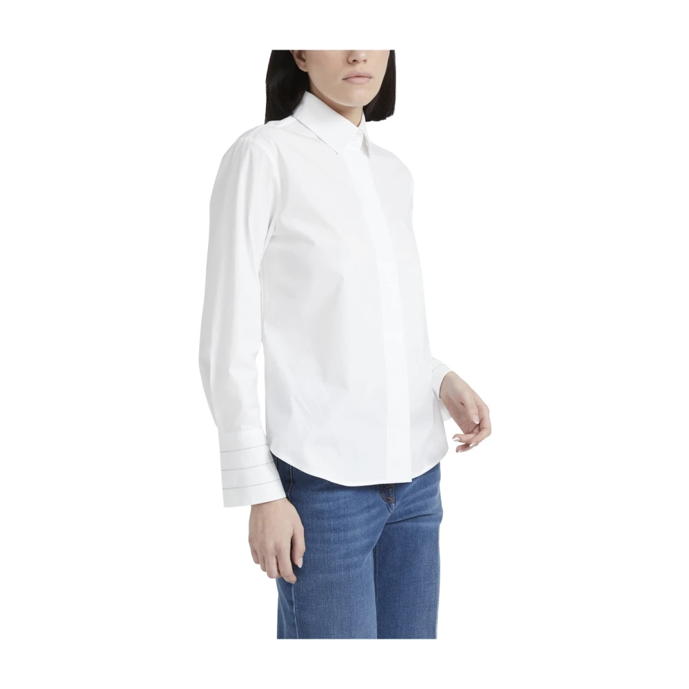 PESERICO Stretch katoenen popeline overhemd White Dames