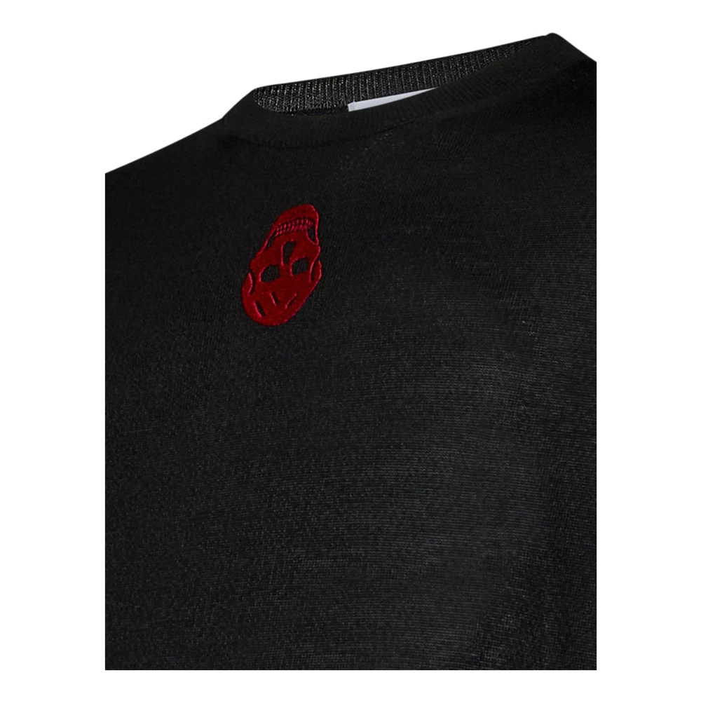 alexander mcqueen Zwarte Trui met Skull Design in Wolmix Black Heren