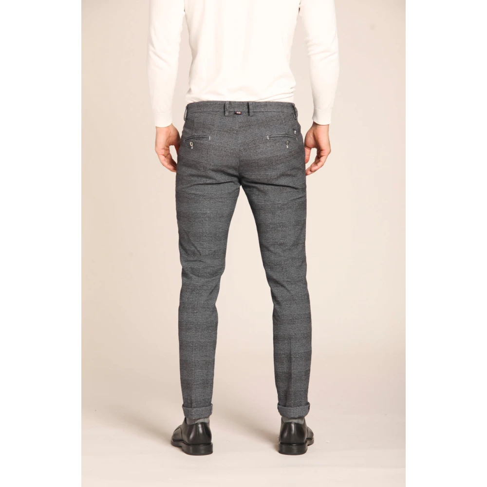 Mason's Slim Fit Katoenen Chino Broek met Chevron Patroon Gray Heren