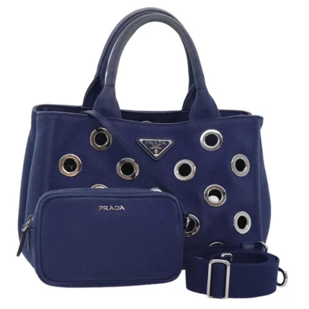 Prada Vintage Pre-owned Canvas handbags Blue Dames