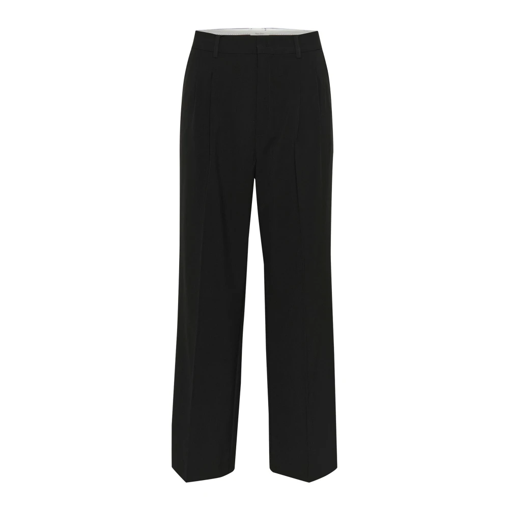 Part Two Zwarte Wijde Broek met Persplooien Black Dames