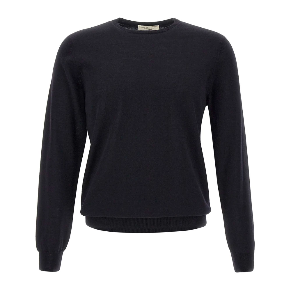 Filippo De Laurentiis Merino Wol Navy Blauw Pullover Trui Blue Heren