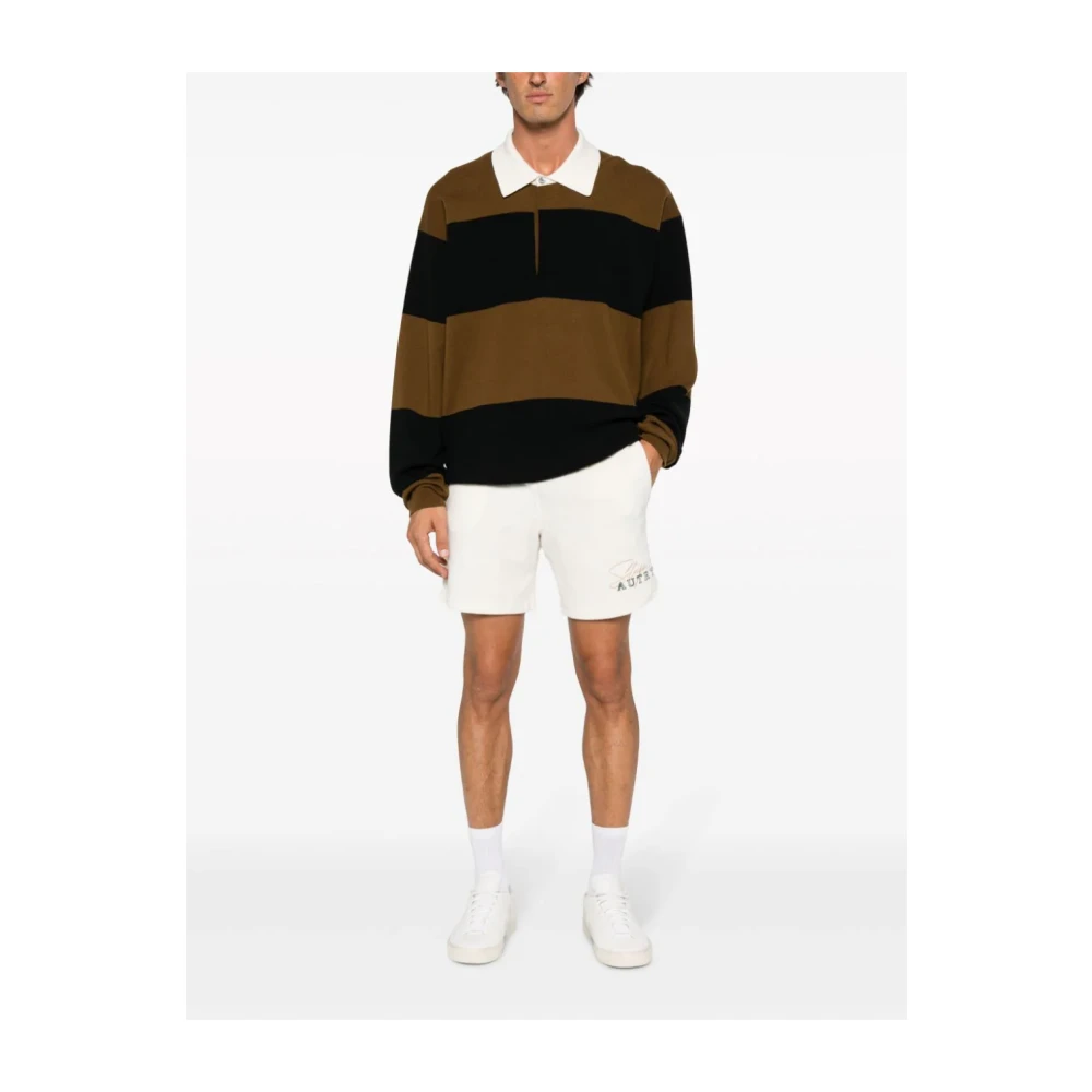 Autry Logo Geborduurde Track Shorts voor Mannen Beige Heren