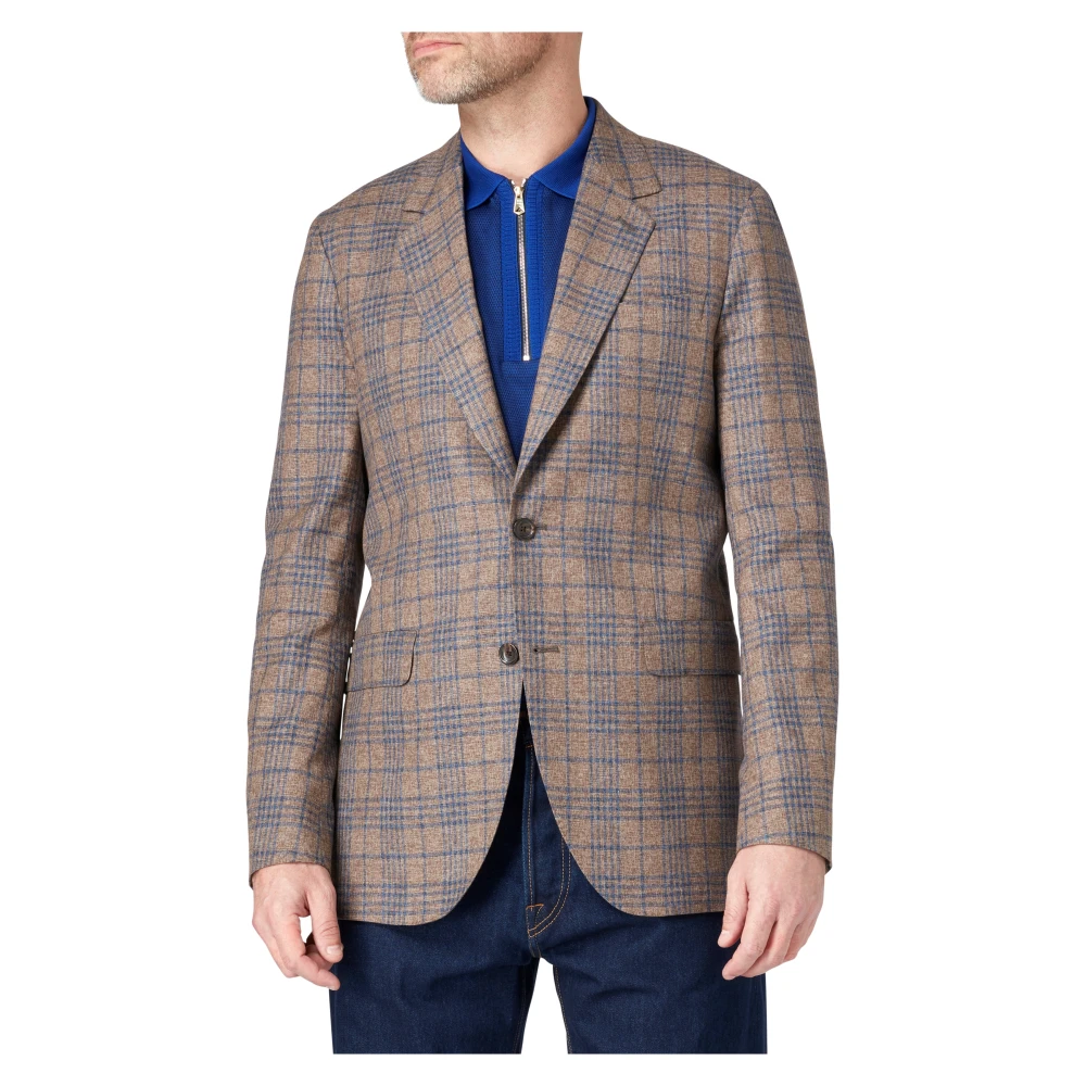 PS By Paul Smith Bruin Geruite Blazer Jas Brown Heren