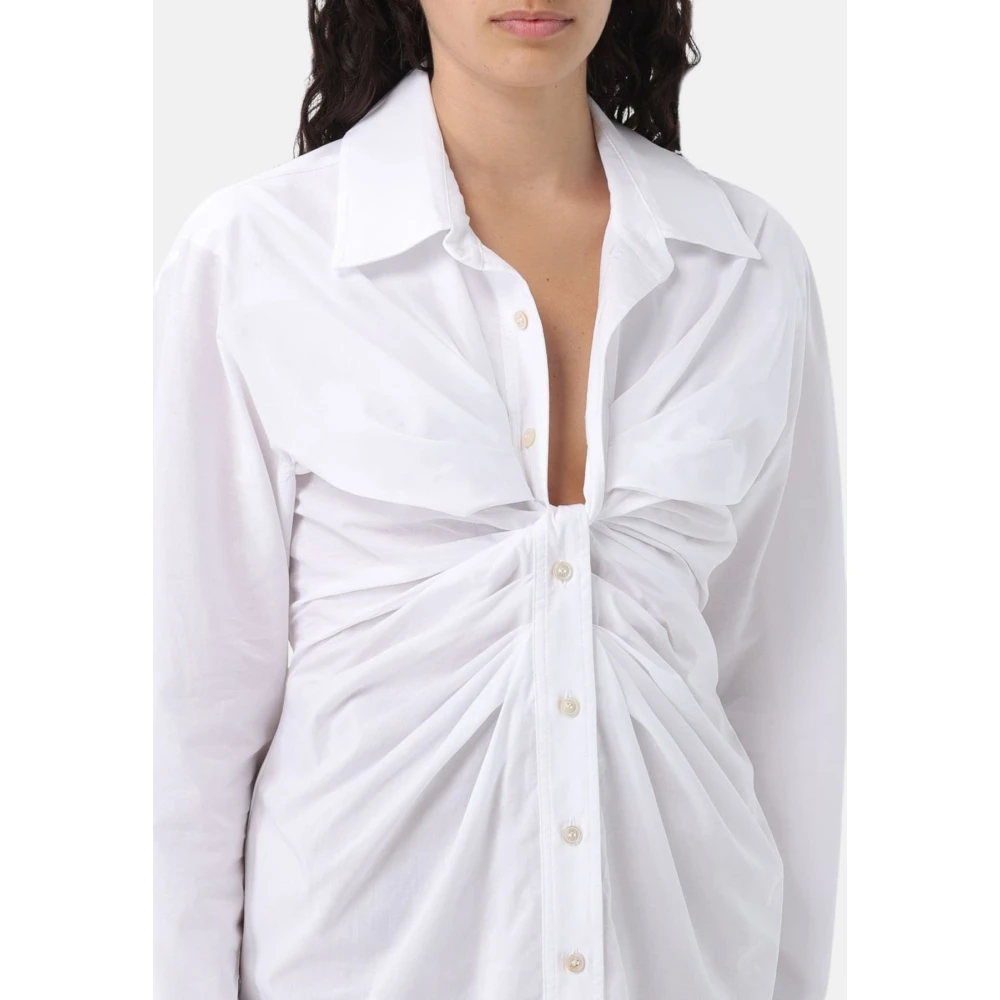 Erika Cavallini Poplin Overhemd met Knoopdetail White Dames