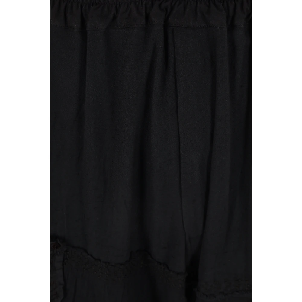 By Walid Zwarte Bloemen Geborduurde Cropped Broek Black Heren