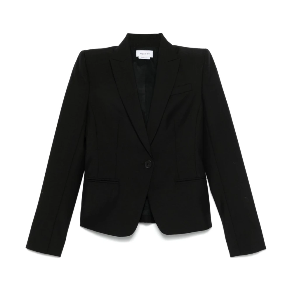 Alexander mcqueen Zwarte Sweater met Peak Revers Black Dames