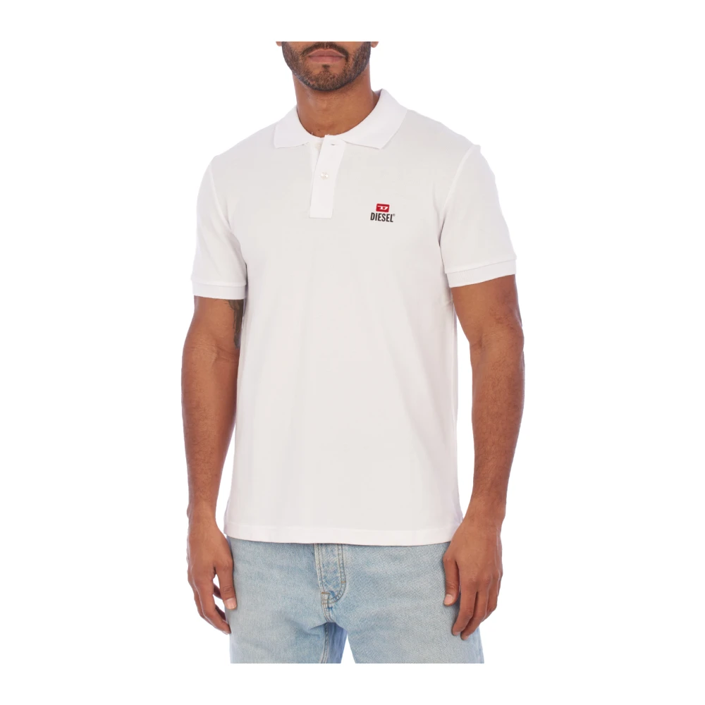 Diesel Men's White Polo Shirts,, Classic Cotton Polo Shirt Large