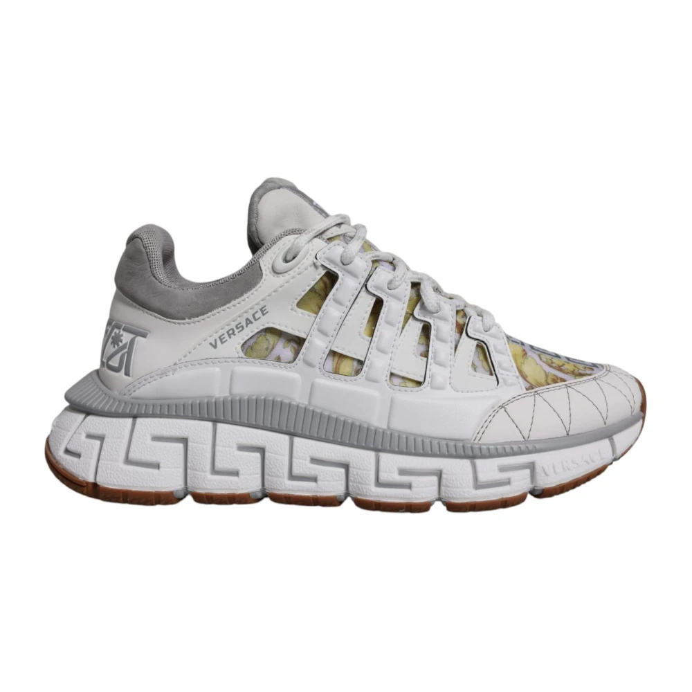 Versace Men's White Greca Pattern Low Top Trainers Size 5 Uk