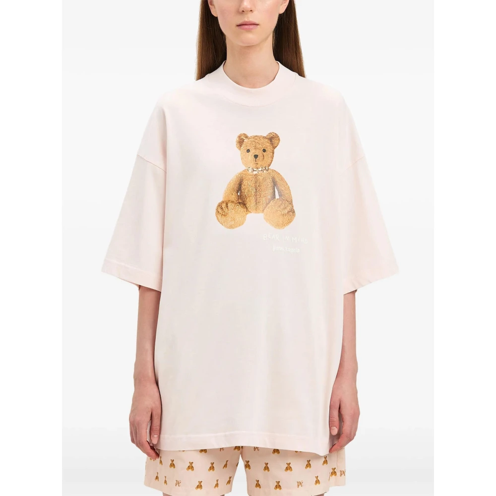 Palm Angels Zachte Roze Beer Loose Tee Pink Dames