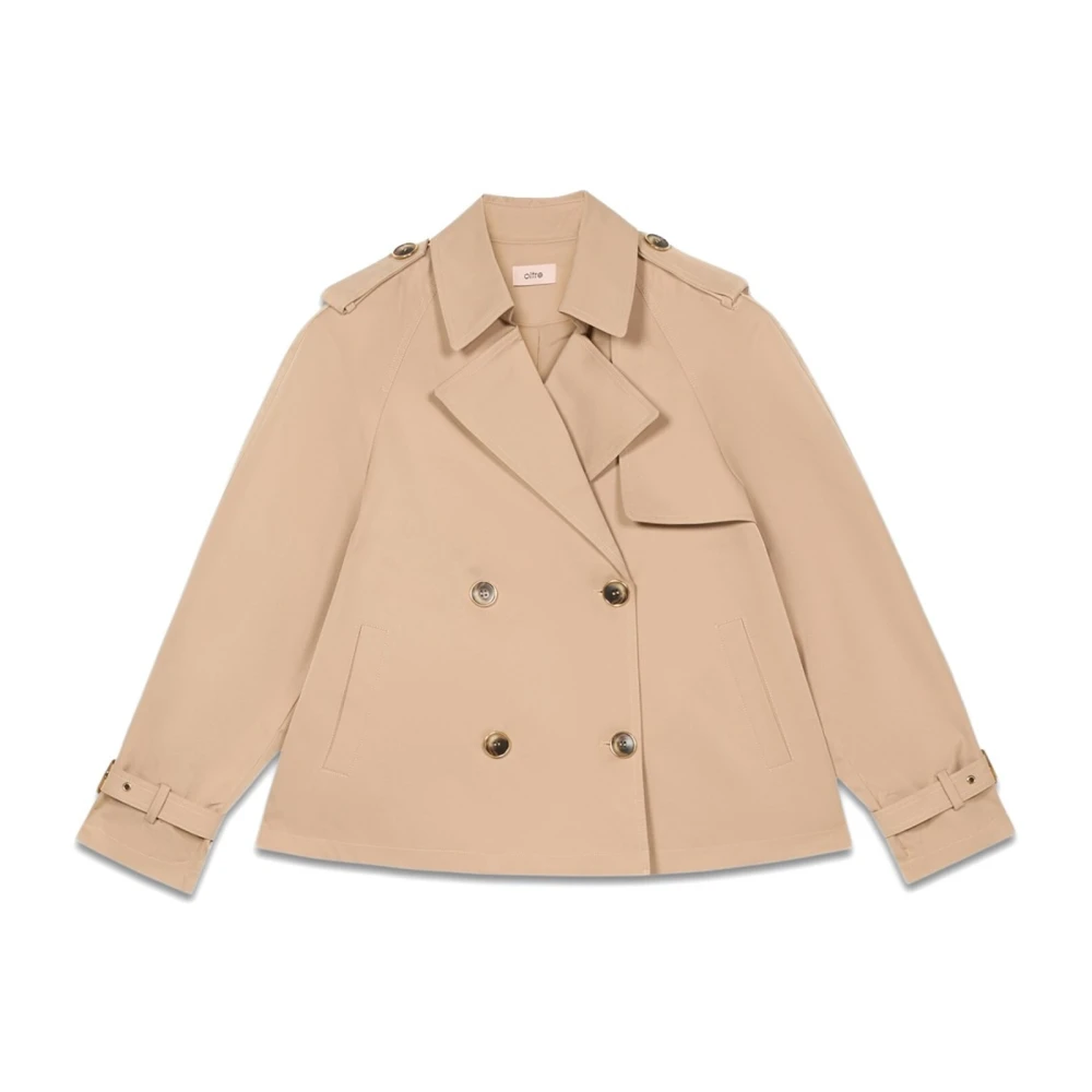 Oltre Korte double-breasted oversized trenchcoat Beige Dames
