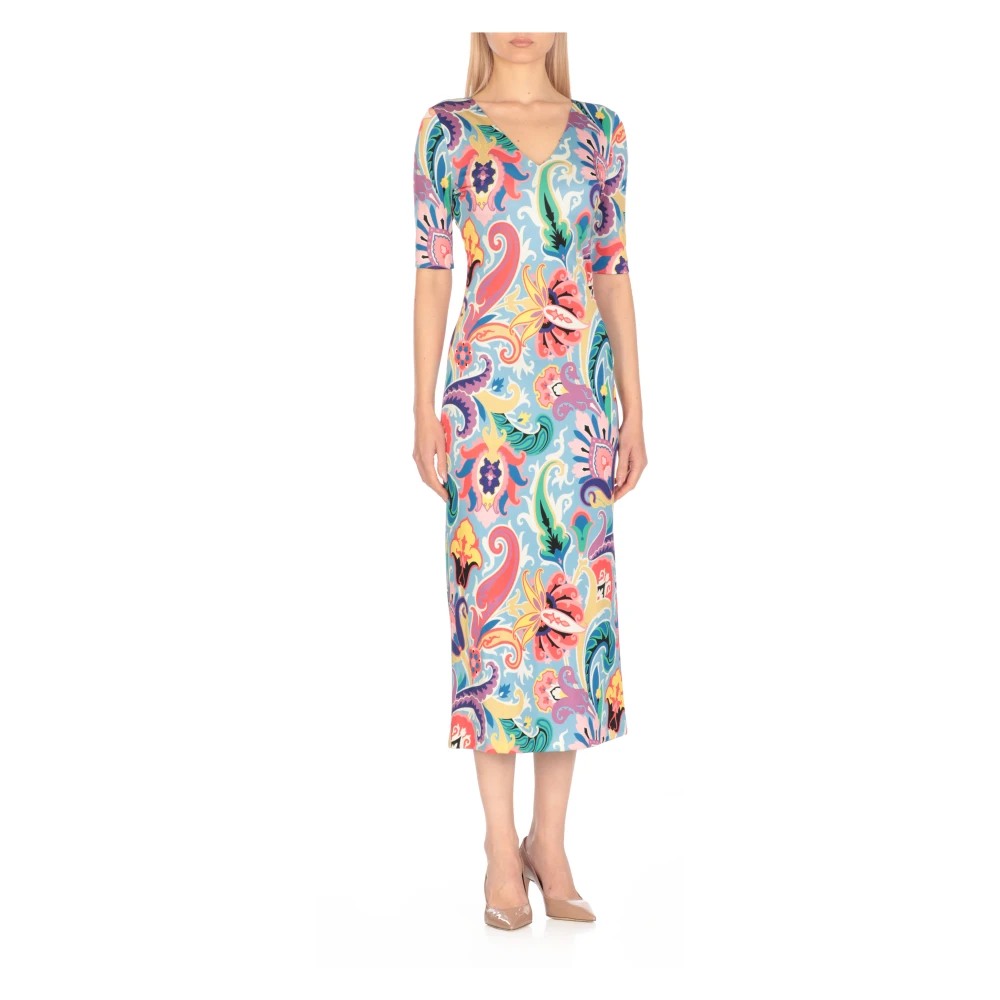 ETRO Bloemen V-hals jurk Multicolor Dames