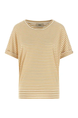 Striped Cuffed-Sleeves T-shirt
