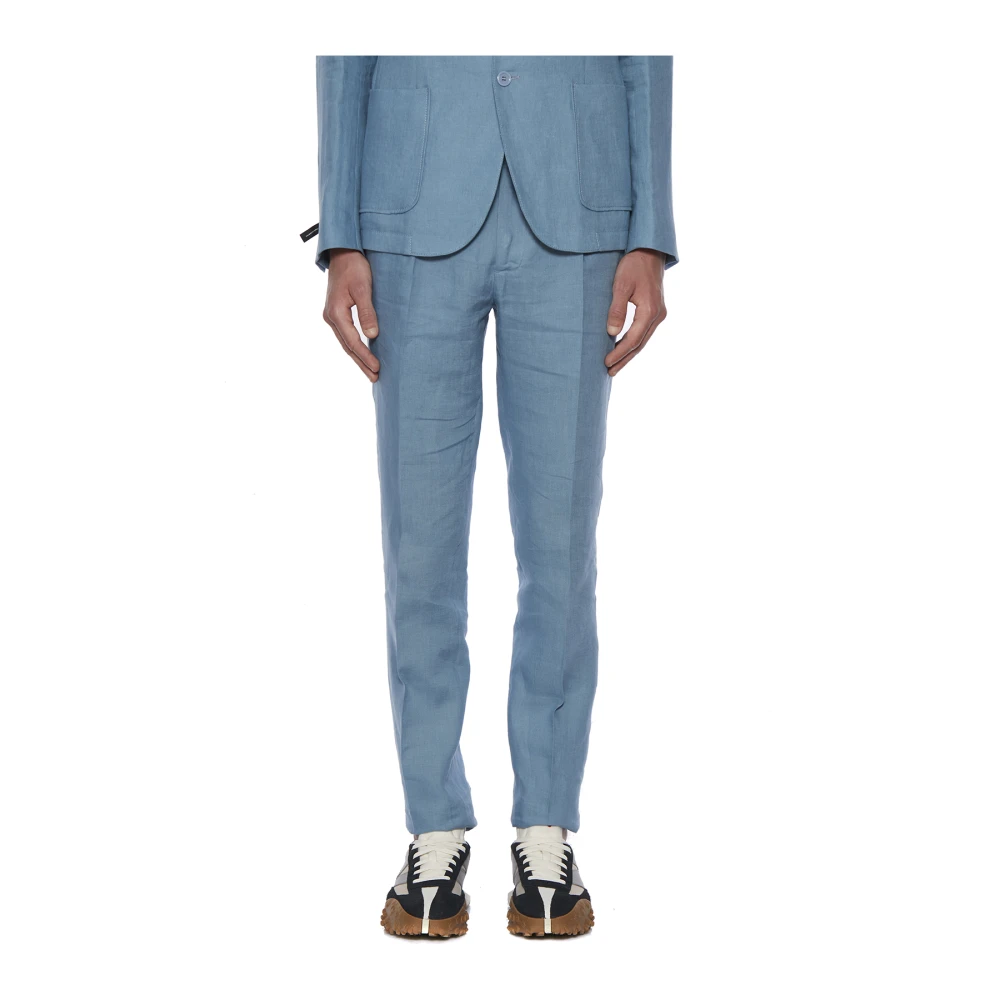 Daniele Alessandrini Linnen Broek Blue Heren