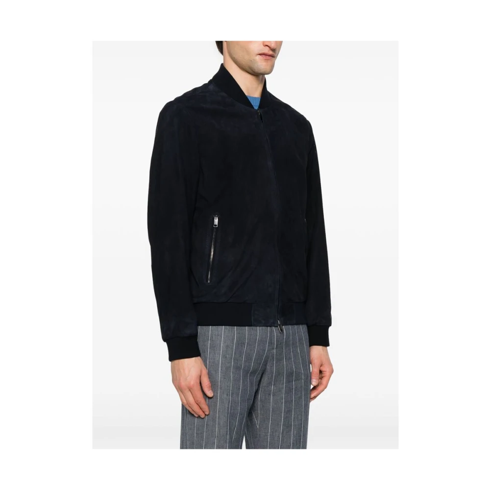 Brioni Navy Blauw Rits-Front Buitenkleding Blue Heren