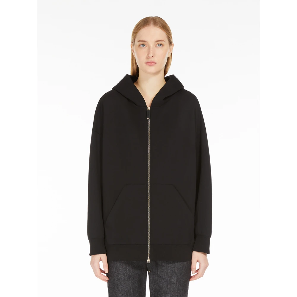 Max Mara Zwarte Katoenen Hoodie Sweater Black Dames