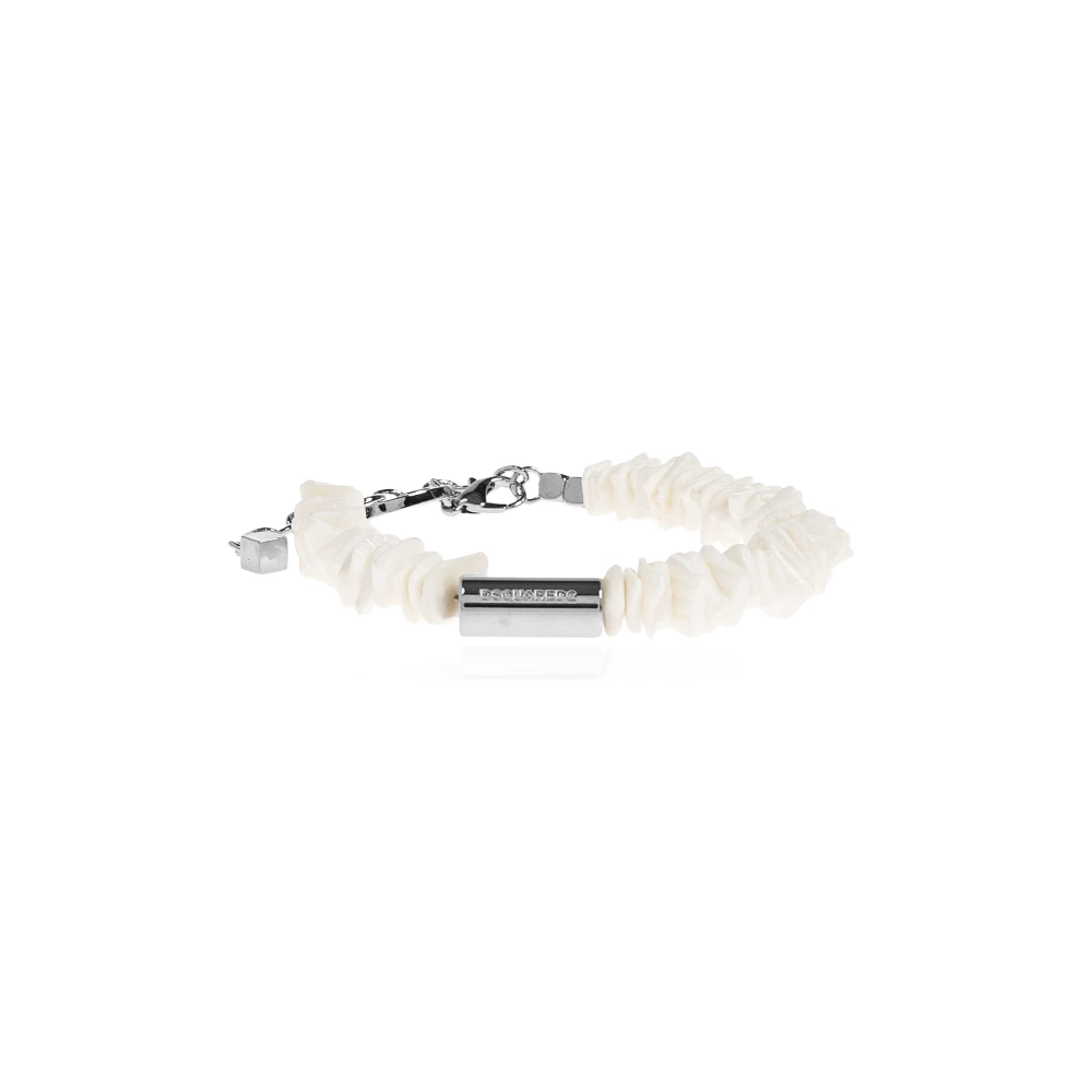 Dsquared2 Mannelijk Wit Accessoires Heren, One Size, Armband Met Gegraveerd Logo