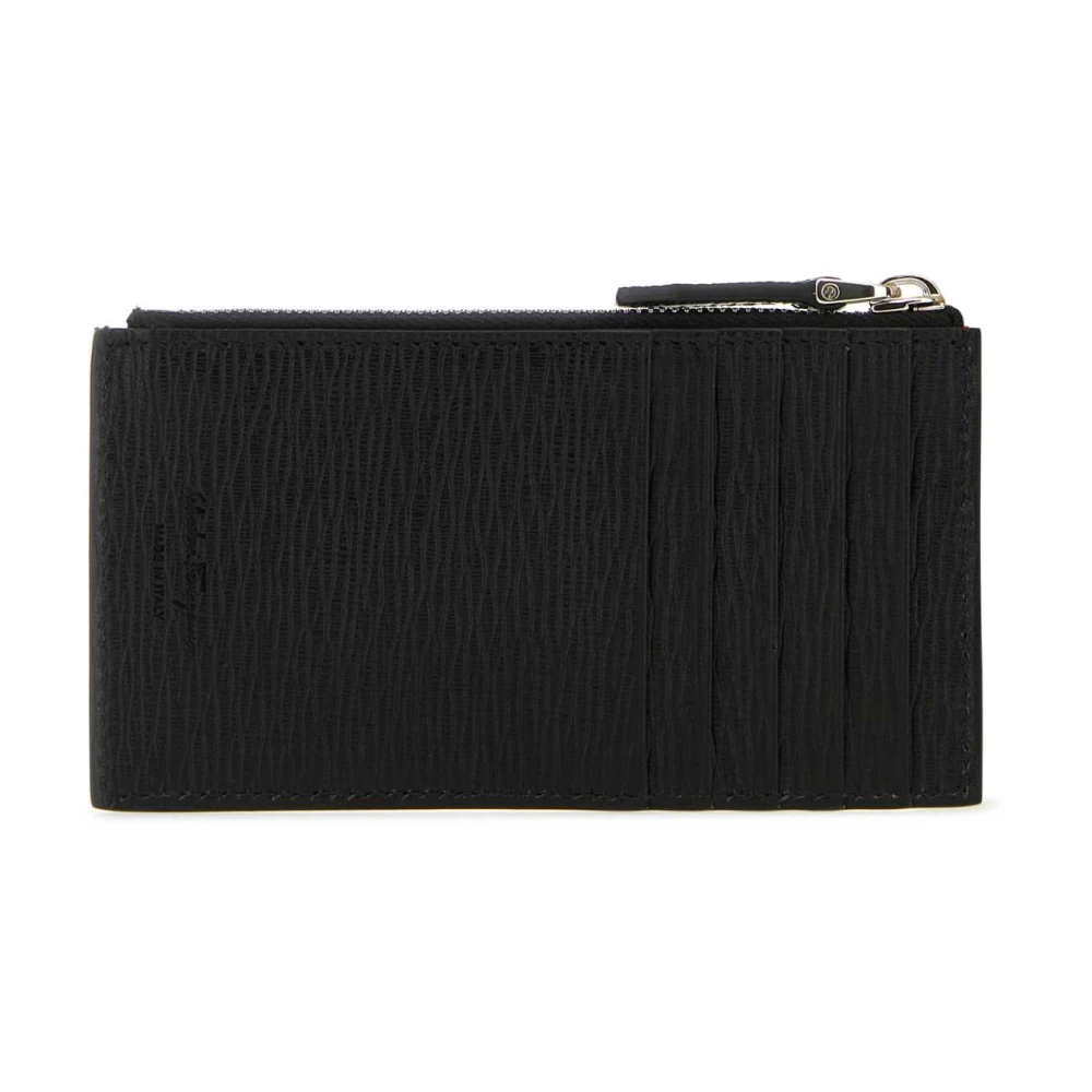 Salvatore Ferragamo Zwarte leren kaarthouder met Gancini Black Heren