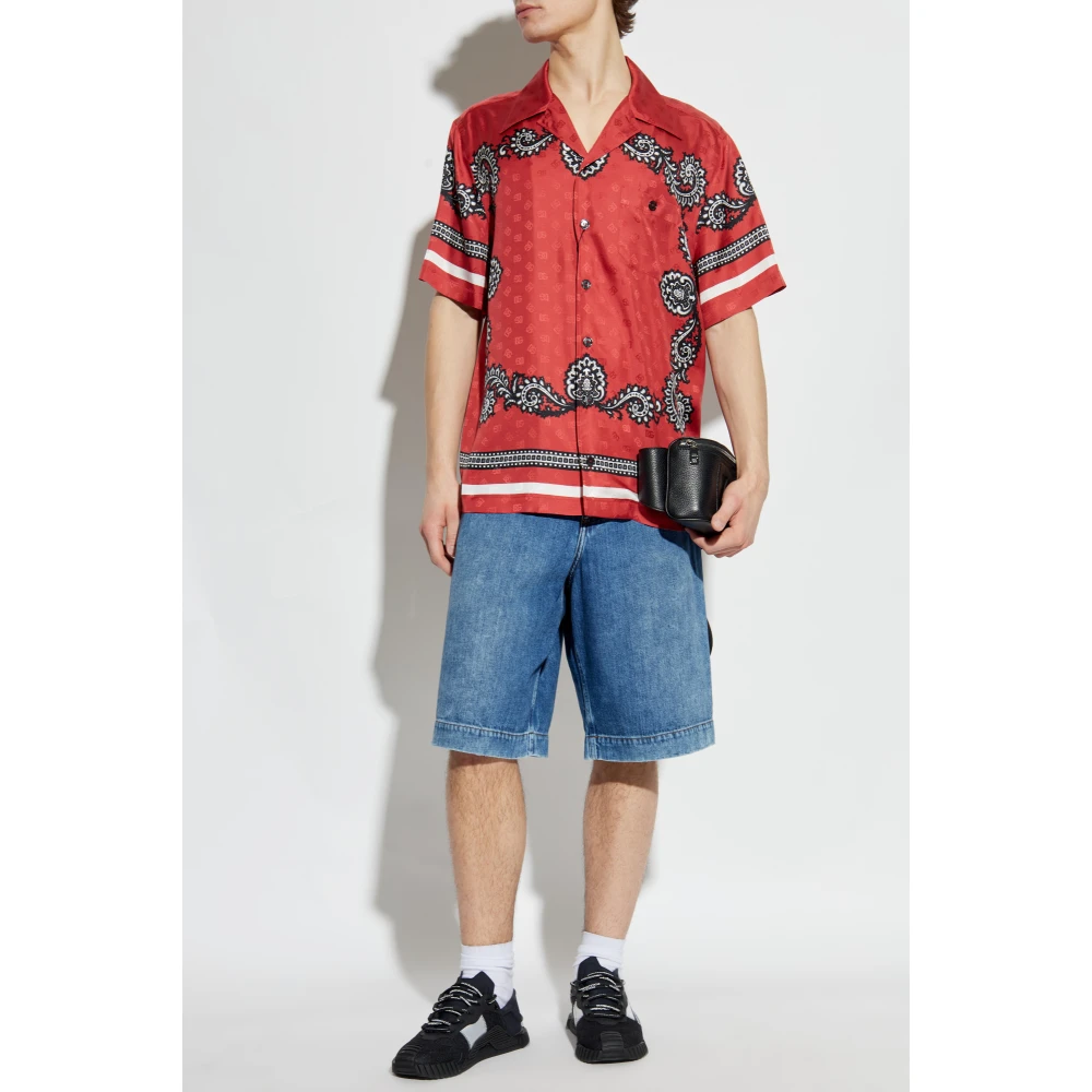 Dolce & Gabbana Zijden shirt met zak Red Heren