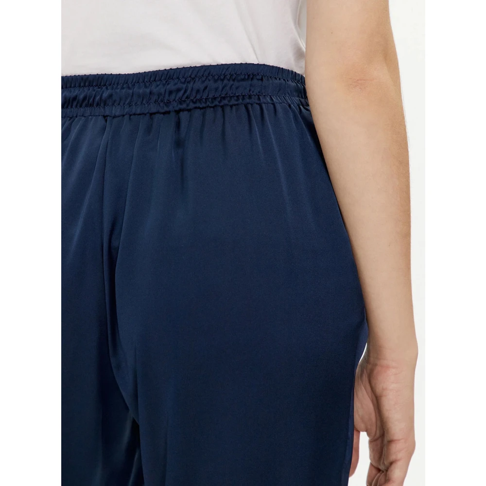 Liu Jo Blauwe Satijnen Jogger Broek Blue Dames