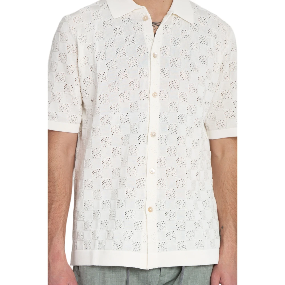 Eleventy Katoenen Jacquard Shirt White Heren