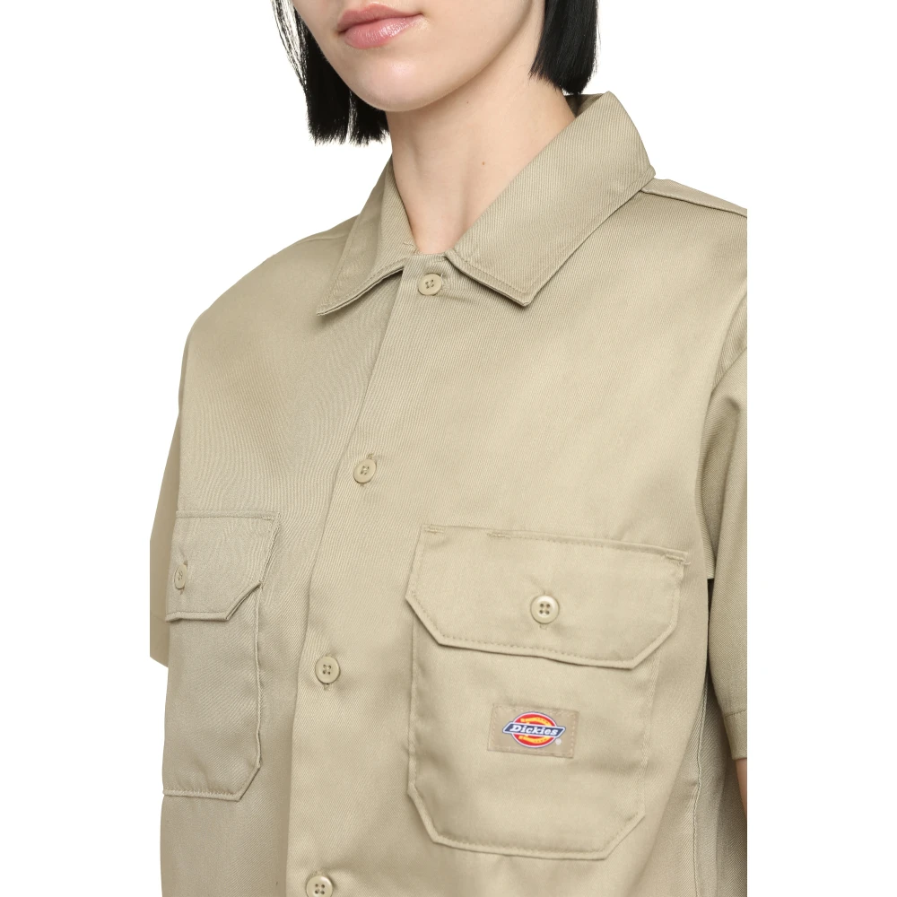 Dickies Katoenen overhemd met voorflapzakken Beige Dames