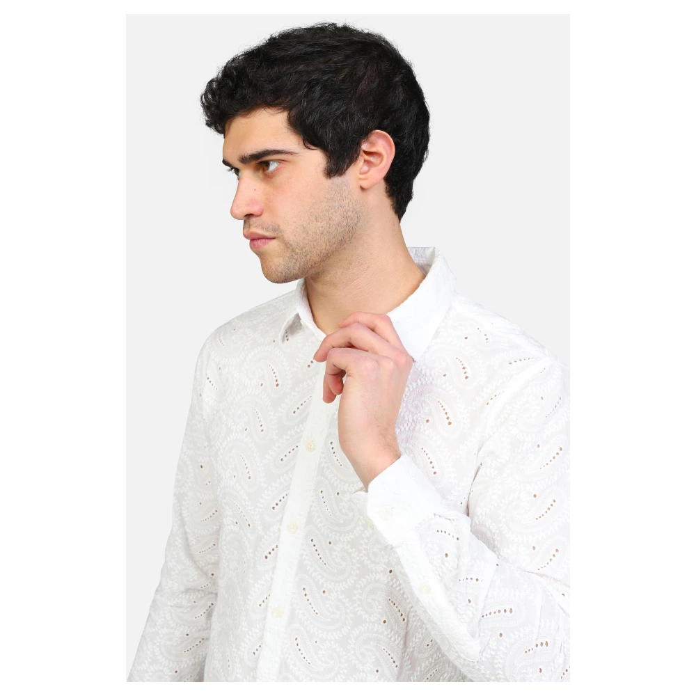 Gianni Lupo Gestreepte Kraag Blouses White Heren
