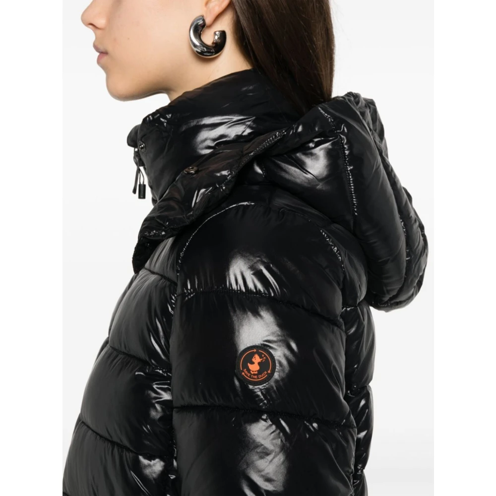 Save The Duck Winddichte nylon jas met afneembare capuchon Black Dames
