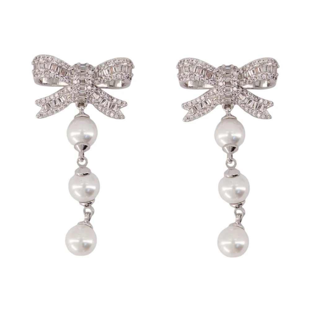 Self Portrait , Earrings, Female, Gray, One Size, Bow Droplet Earrings