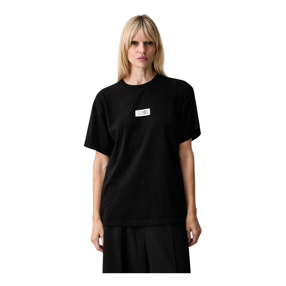 Mm6 Maison Margiela , T-Shirts, Female, Black, S, Tops > T-Shirts