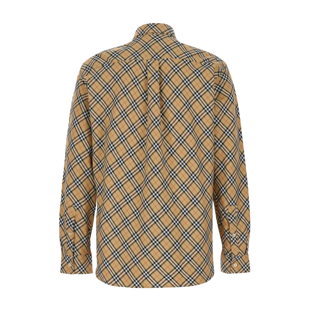 Burberry Ruitmotief Beige Katoenen Overhemd Beige Heren