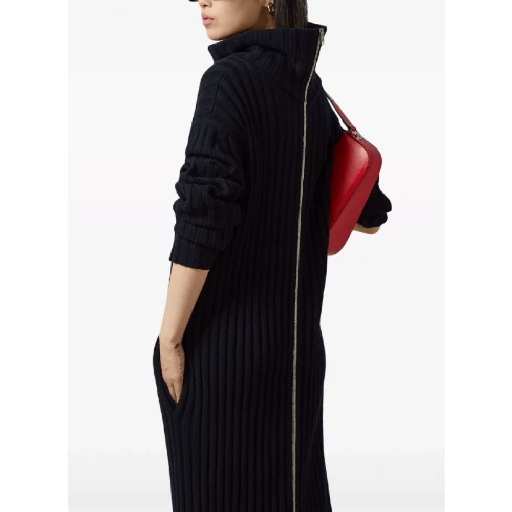 Gucci Marineblauwe Geribbelde Gebreide Jurk Blue Dames