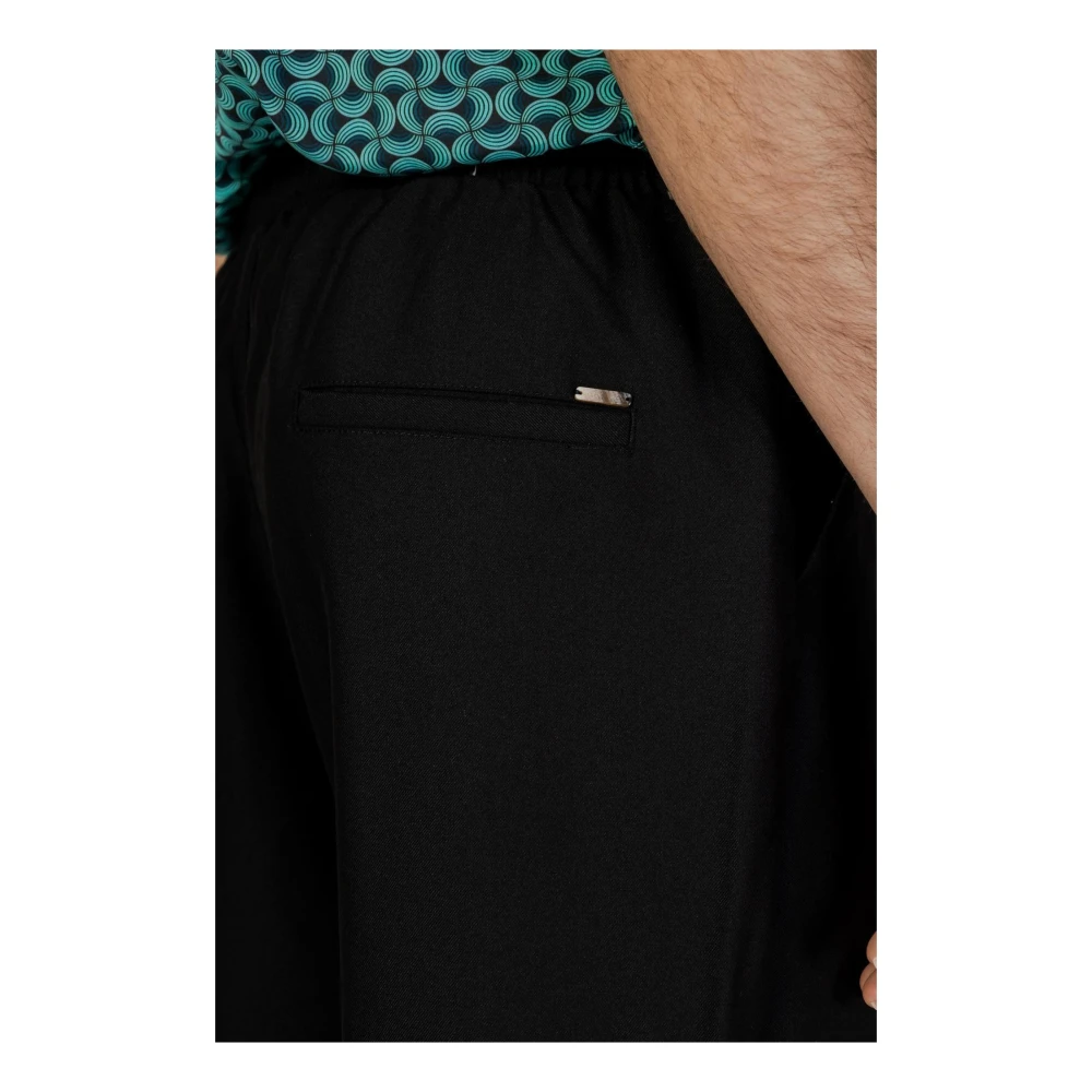 Gianni Lupo Zwarte broek met veters en zakken Black Heren