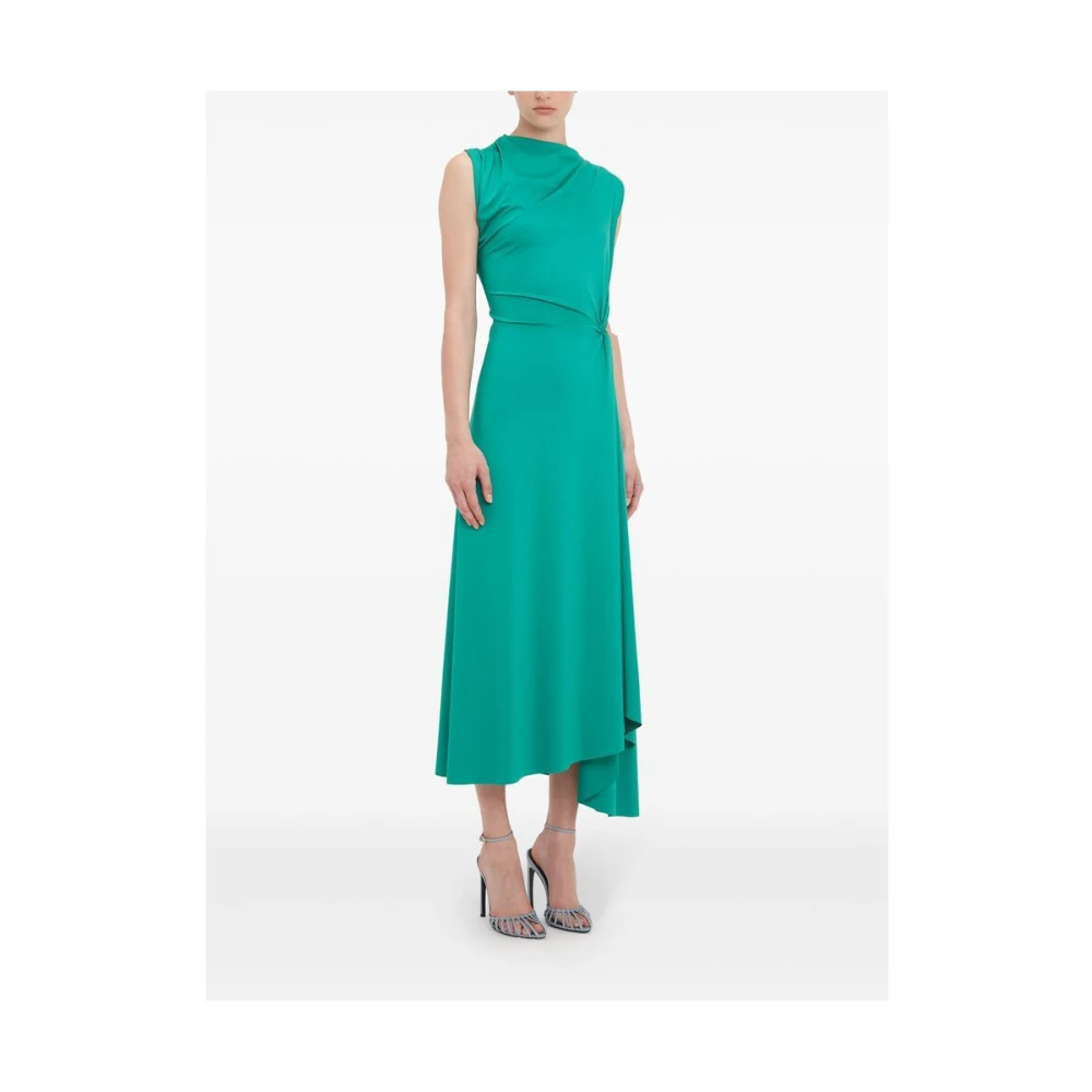 Victoria Beckham Groene Mouwloze Plooi Jurk Green Dames