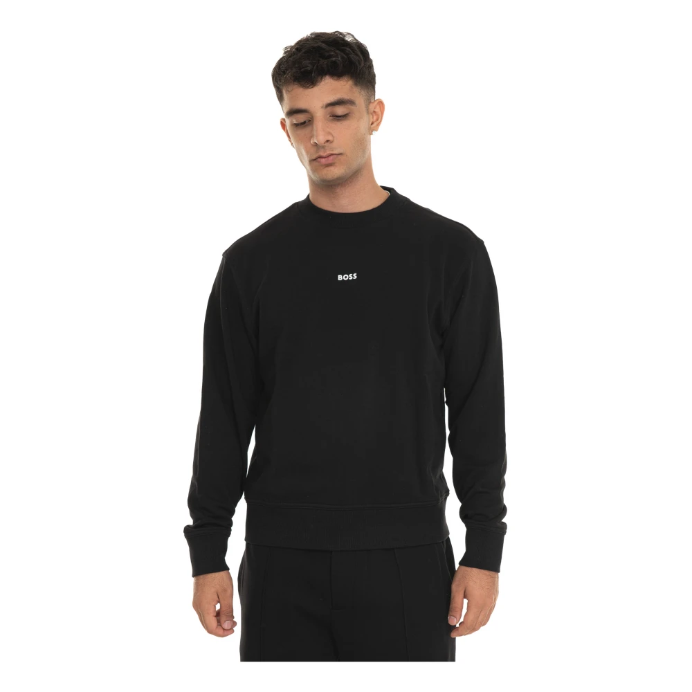 Boss Ronde hals Sweatshirt met Klein Logo Black Heren
