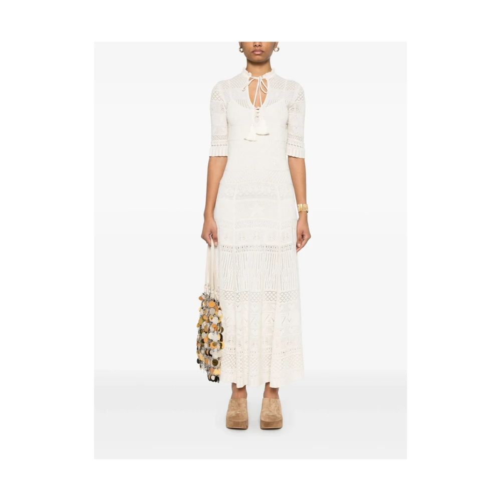 Zadig & Voltaire Ecru Kort Jurkje met Kwastjes Beige Dames