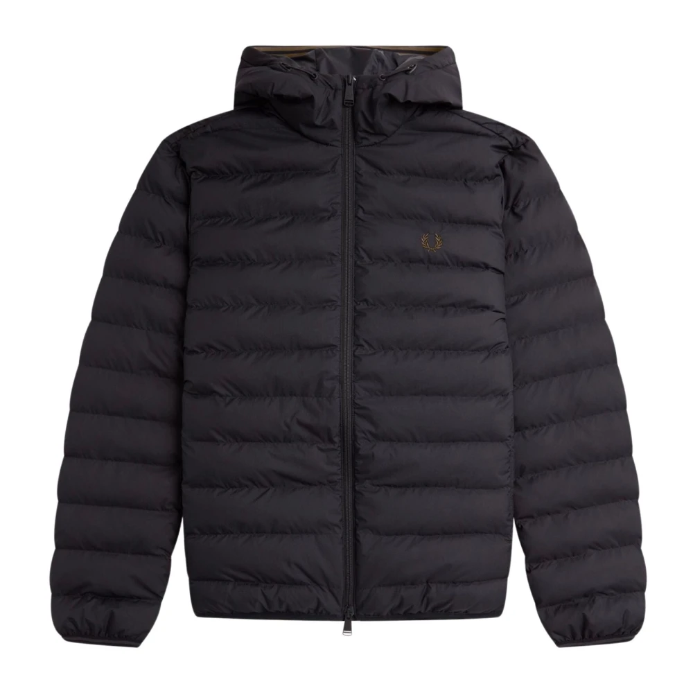 Fred Perry Korte gewatteerde herenjas met capuchon Black Heren