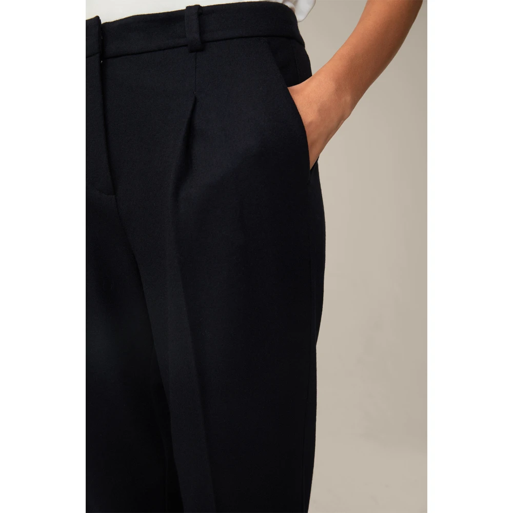 Windsor Marineblauwe Wollen Jersey Plooi Broek Blue Dames