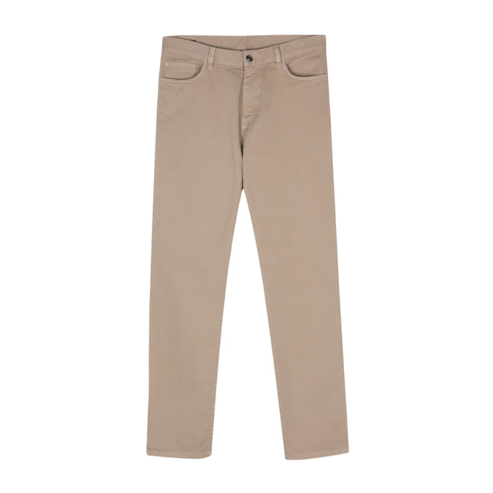 Ermenegildo Zegna Taupe Bruin Katoenmix Broek Beige Heren