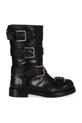 Dolce nd Gbbn Bottes en cuir noir et or Brogues Csul Shoes vec clous en liton En vente