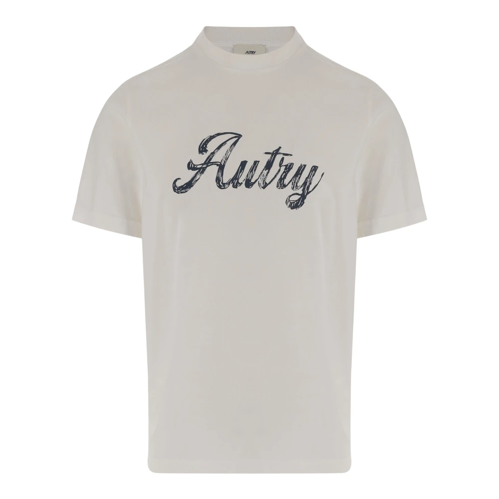 Autry Men's White Logo Print Cotton T-Shirt