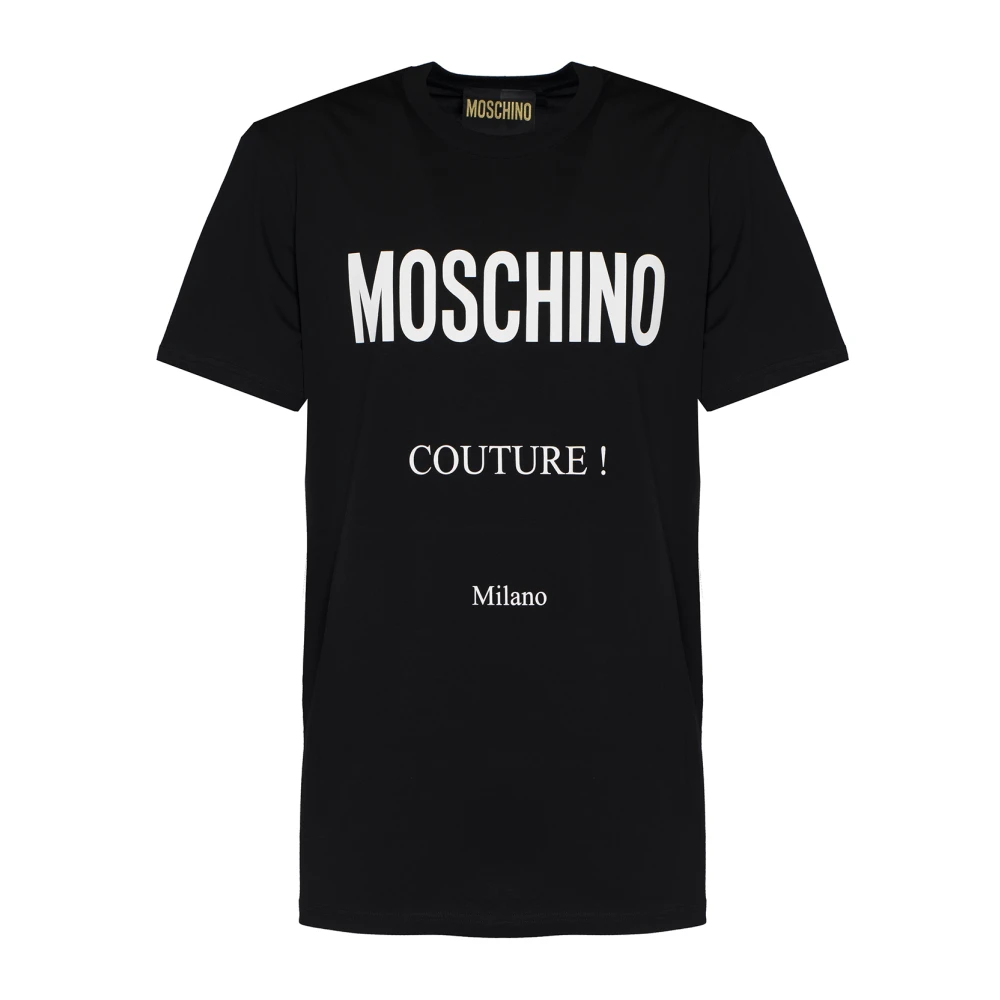 Moschino Iconische Couture Milano Print Zwart T-shirt Black Heren