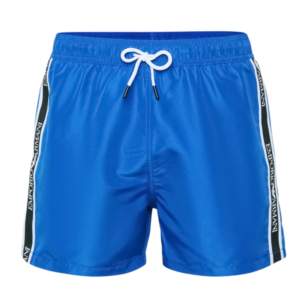 Emporio Armani Mannelijk Blauw Badmode Heren, L, Polyester, Heren Boxer Zwembroek Polyester