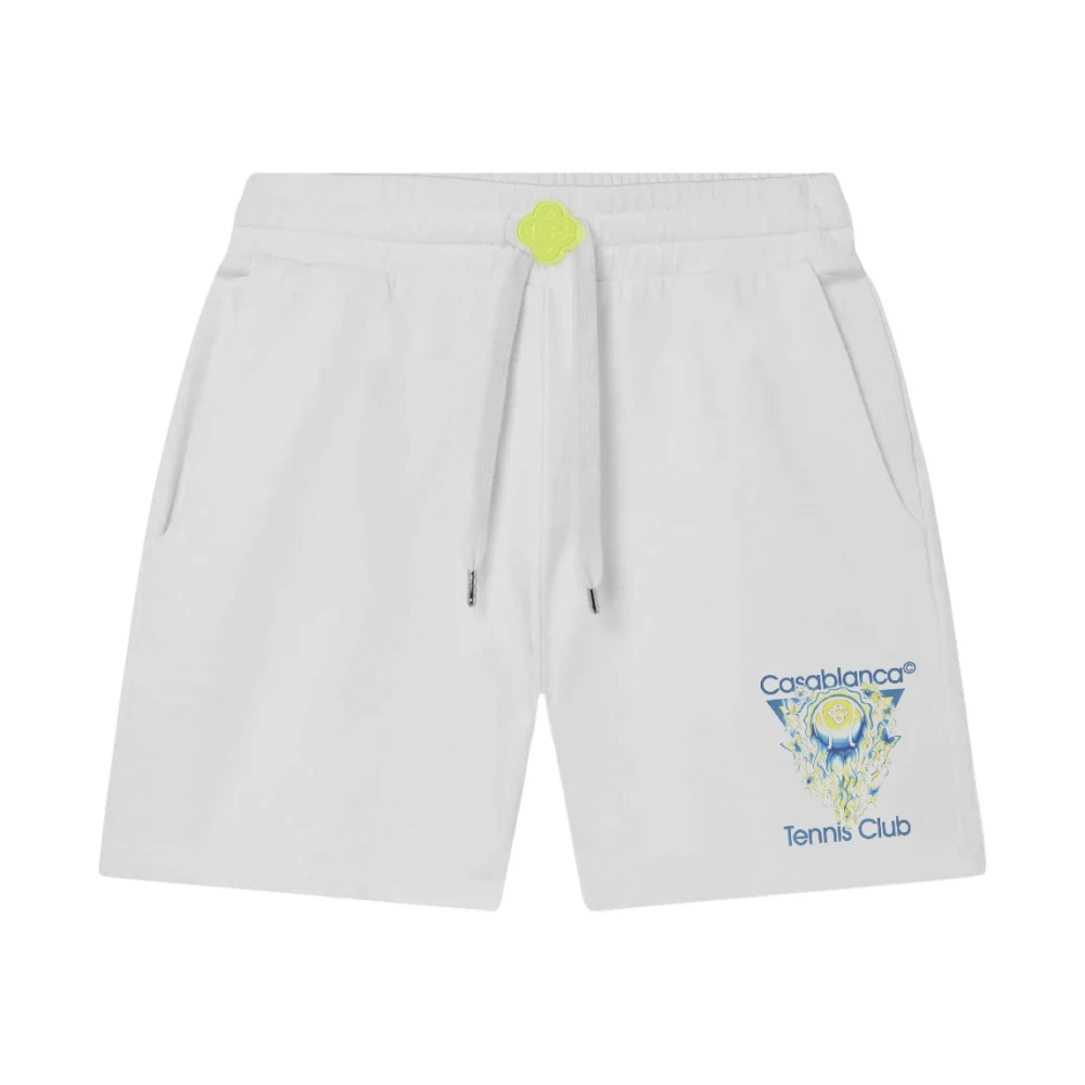 Casablanca Men's White Casual Shorts, M, Cotton Shorts With Logo Embroidery