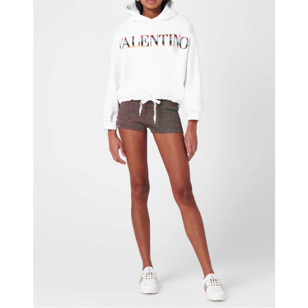 Valentino Garavani Witte Logo Detail Hoodie Sweatshirt White Dames