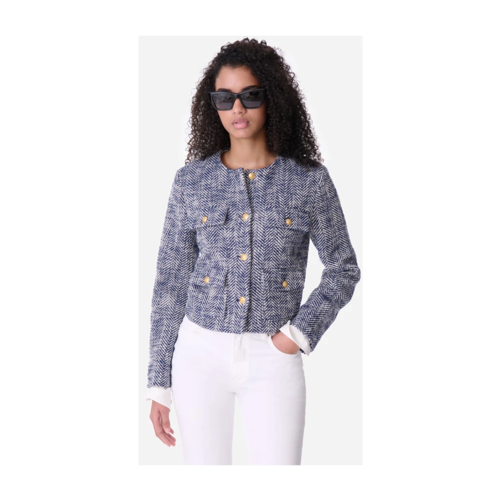 Vanessa Bruno Retro Tweedjas met Gouden Knopen Blue Dames