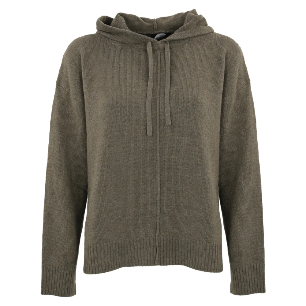 Max Mara Weekend Kasjmier trui met capuchon en geribde manchetten Brown Dames